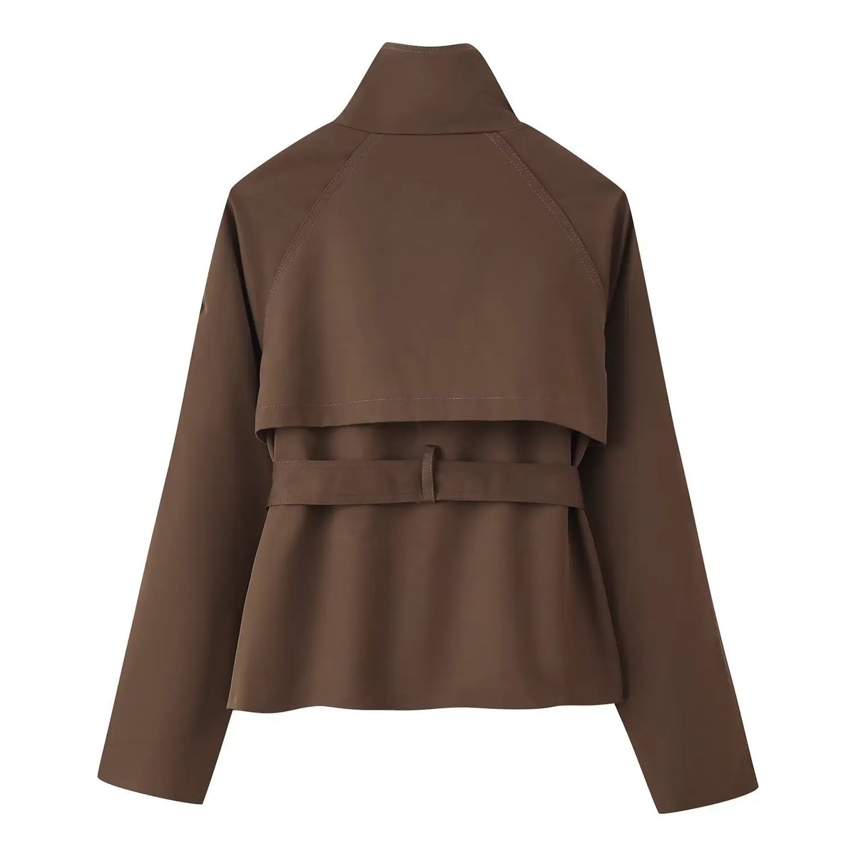 Pilar | Gabardina corta con cuello alto y cinturón