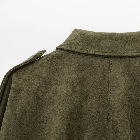 Agustina | Bomber de antelina oversize con solapa