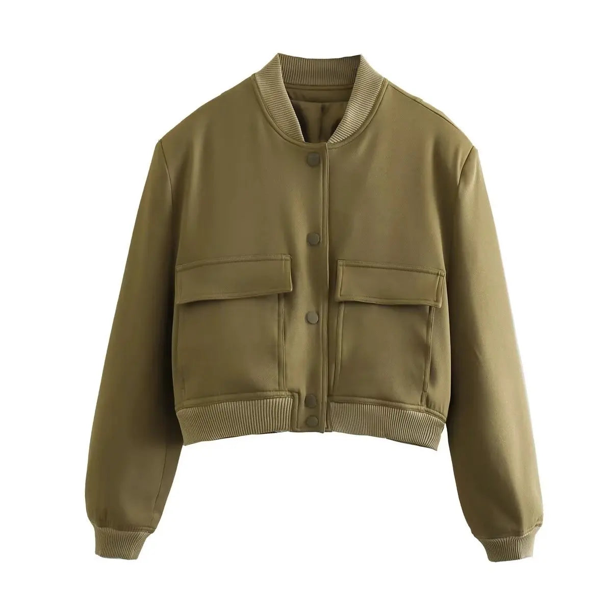Raquel | Bomber corta con bolsillos de solapa