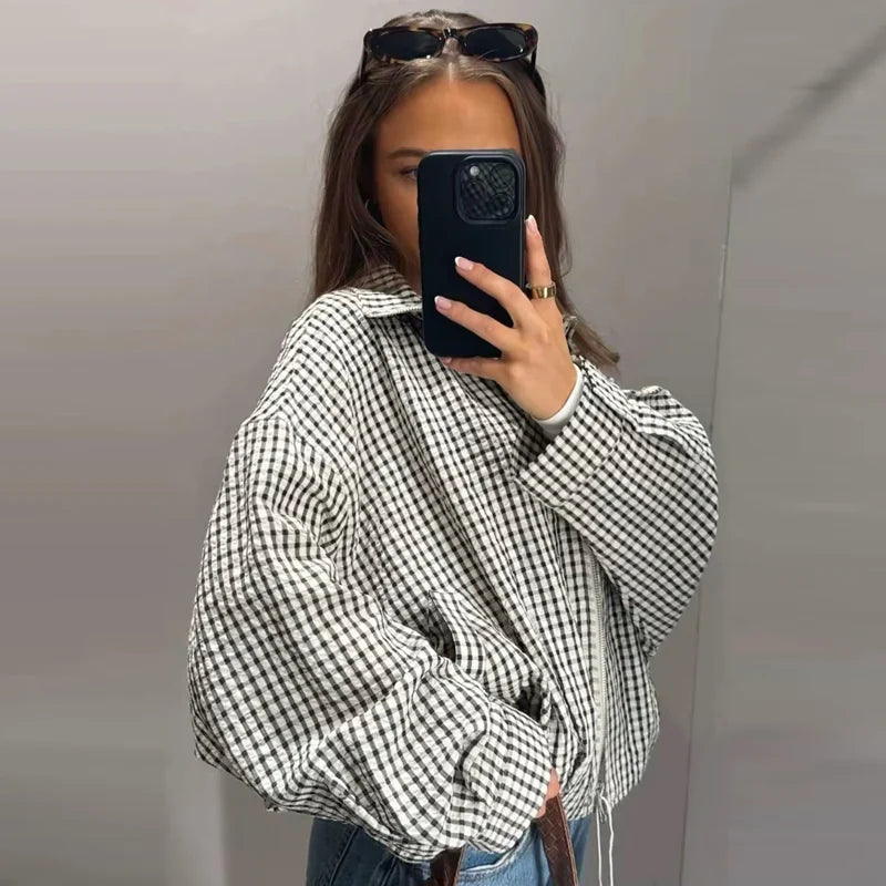 Belén | Bomber crop de cuadros vichy
