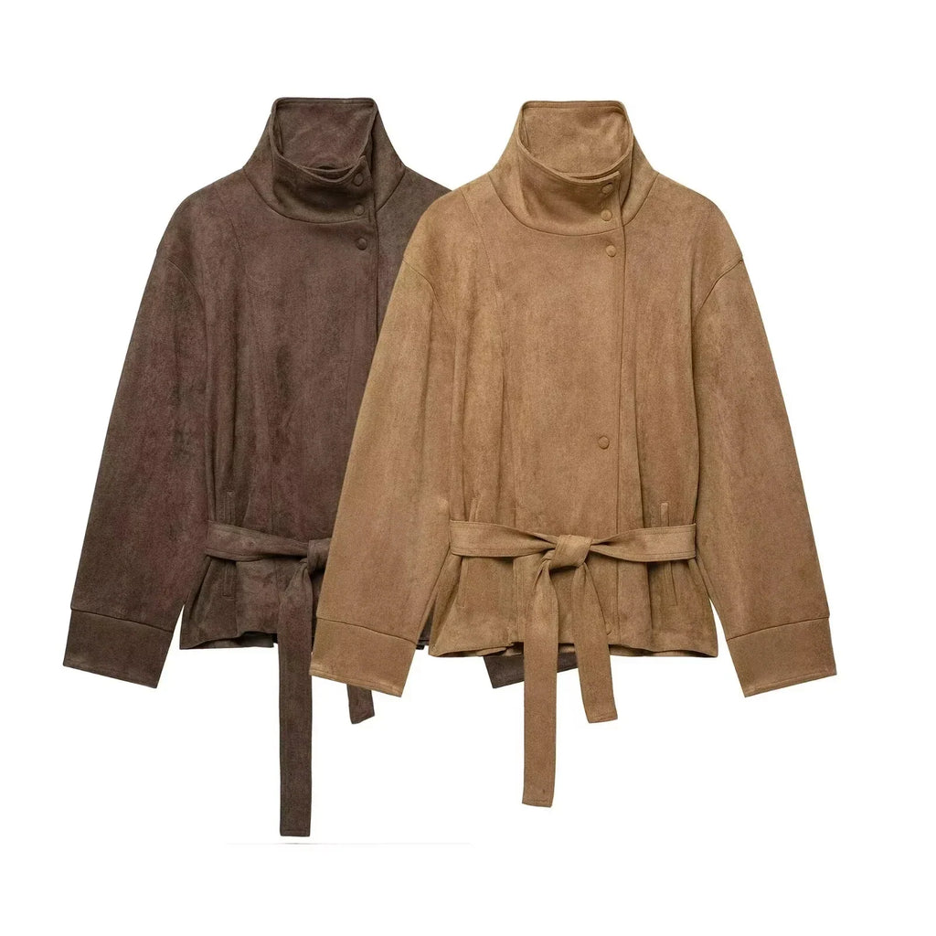 Nieves | Chaqueta de antelina con cinturón