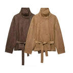 Nieves | Chaqueta de antelina con cinturón