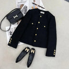 Vanesa | Chaqueta tweed negra con bolsillos