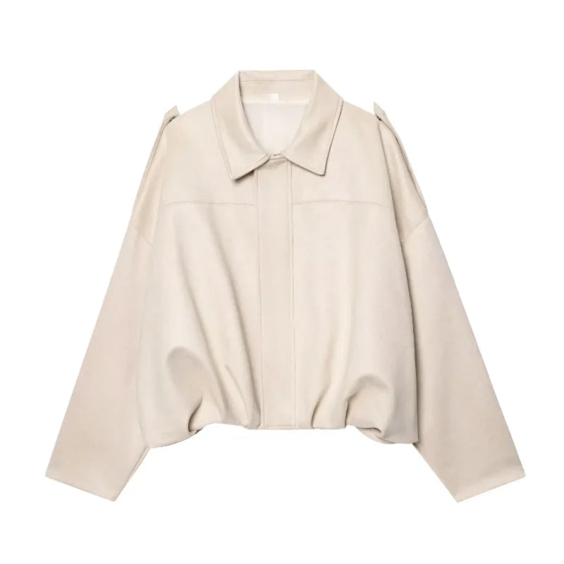 Agustina | Bomber de antelina oversize con solapa