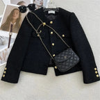 Vanesa | Chaqueta tweed negra con bolsillos