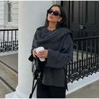 Rosa | Chaquetón de punto con bufanda integrada