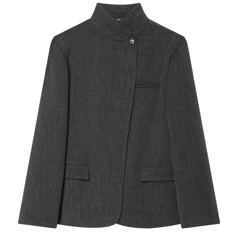Blanca | Blazer asimétrico gris entallado