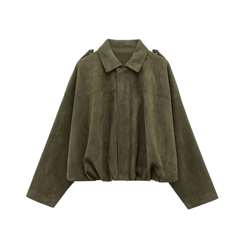 Agustina | Bomber de antelina oversize con solapa