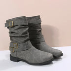 Olivia | Botas planas retro con hebillas