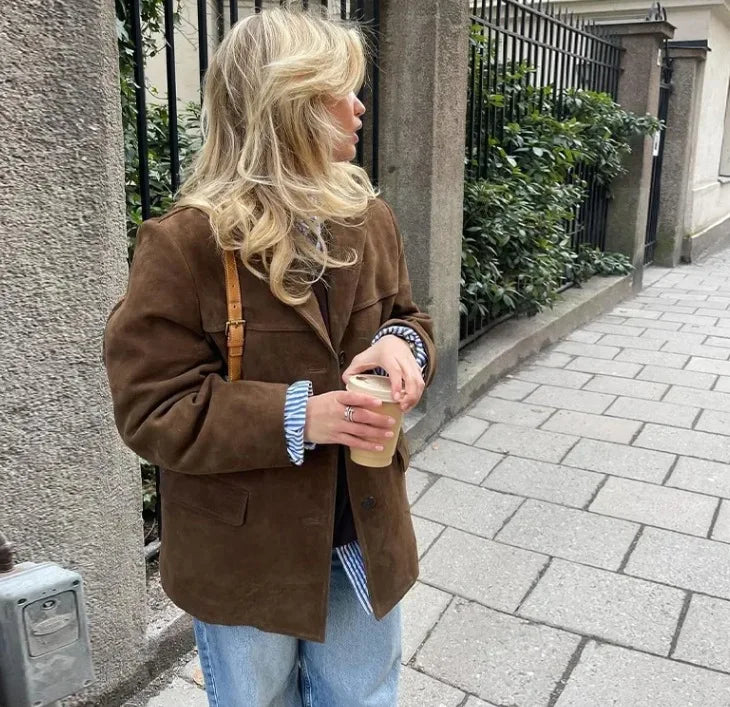 Yolanda | Blazer de antelina con bolsillos