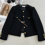 Vanesa | Chaqueta tweed negra con bolsillos
