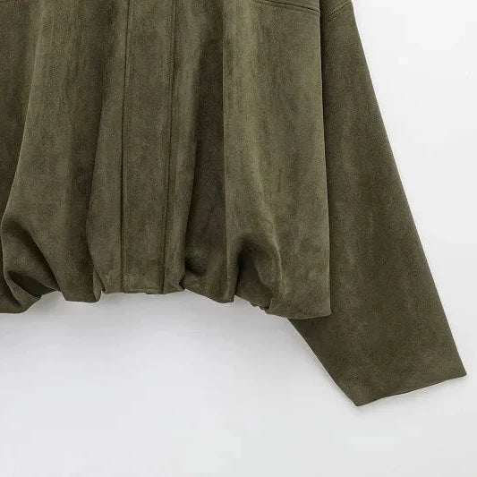 Agustina | Bomber de antelina oversize con solapa