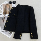 Vanesa | Chaqueta tweed negra con bolsillos