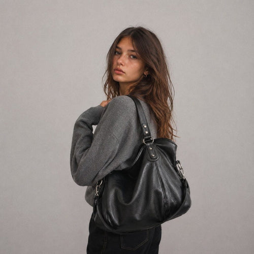 Agathe | Bolso bandolera negro brillante