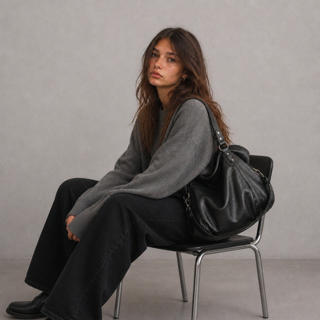 Agathe | Bolso bandolera negro brillante