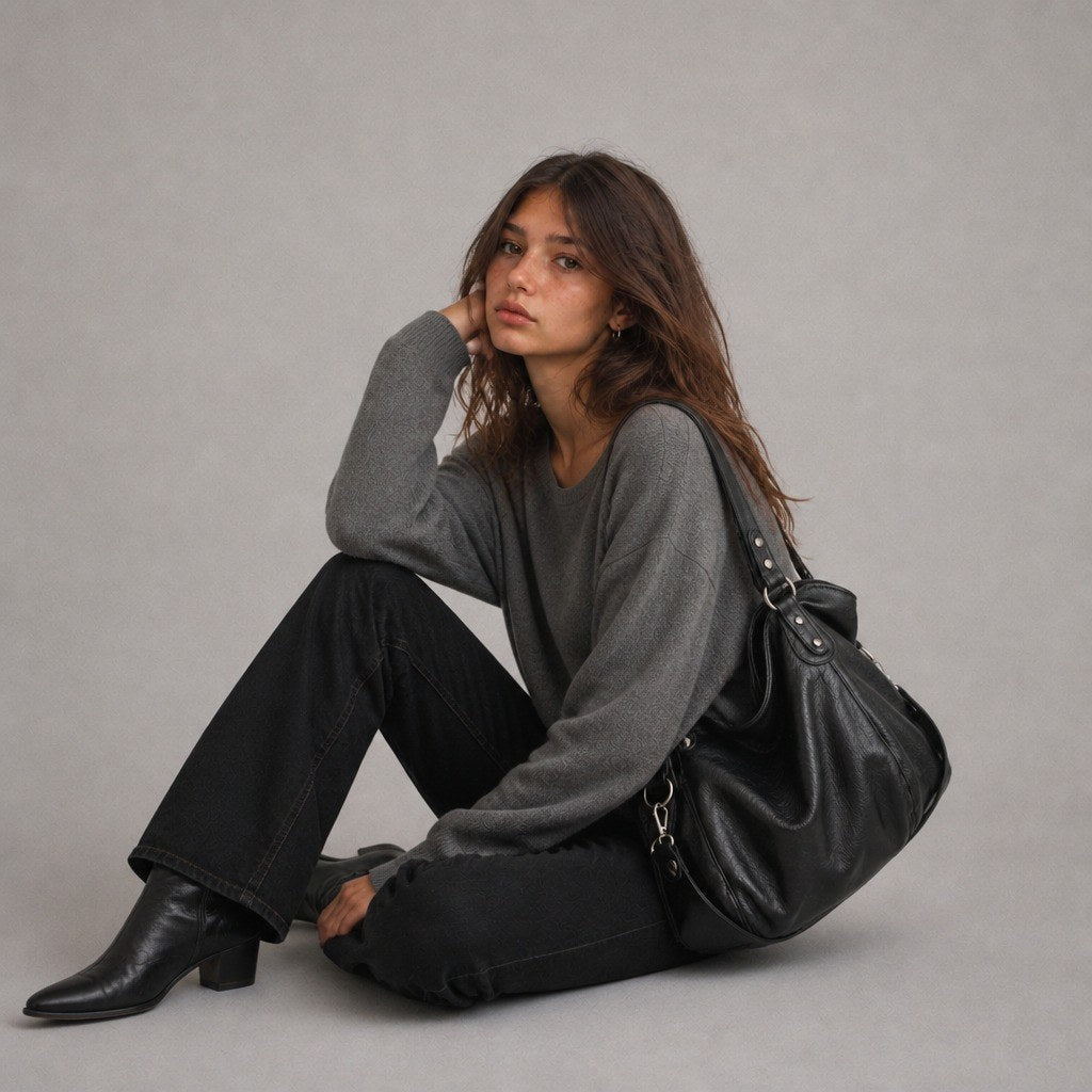 Agathe | Bolso bandolera negro brillante