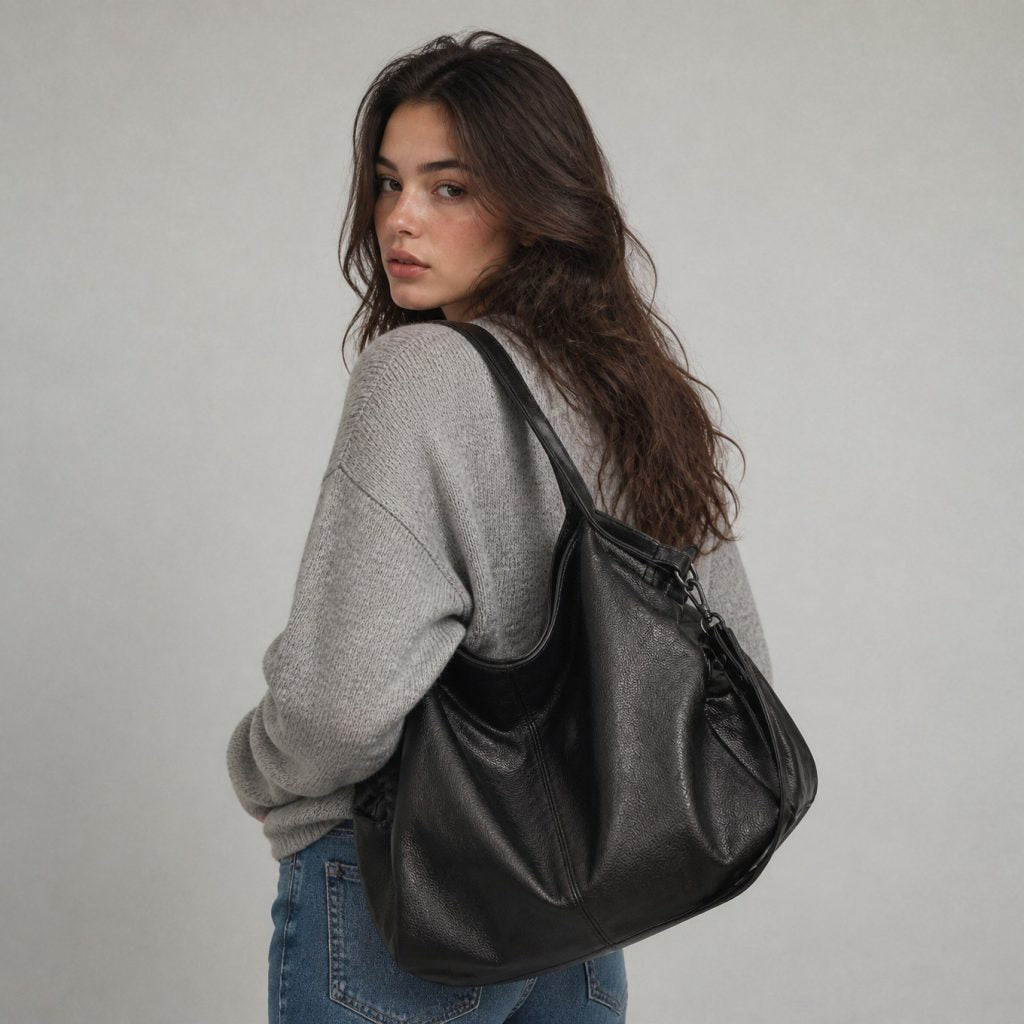 Albane | Bolso hobo negro suave
