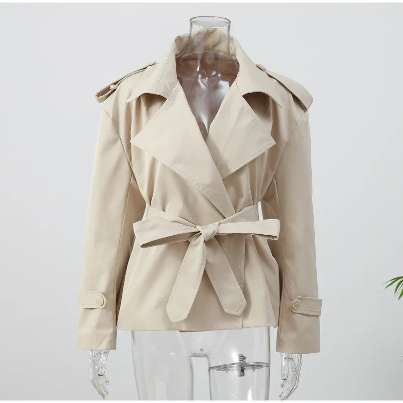 Itziar | Gabardina corta cruzada con cordón