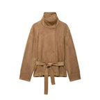 Nieves | Chaqueta de antelina con cinturón