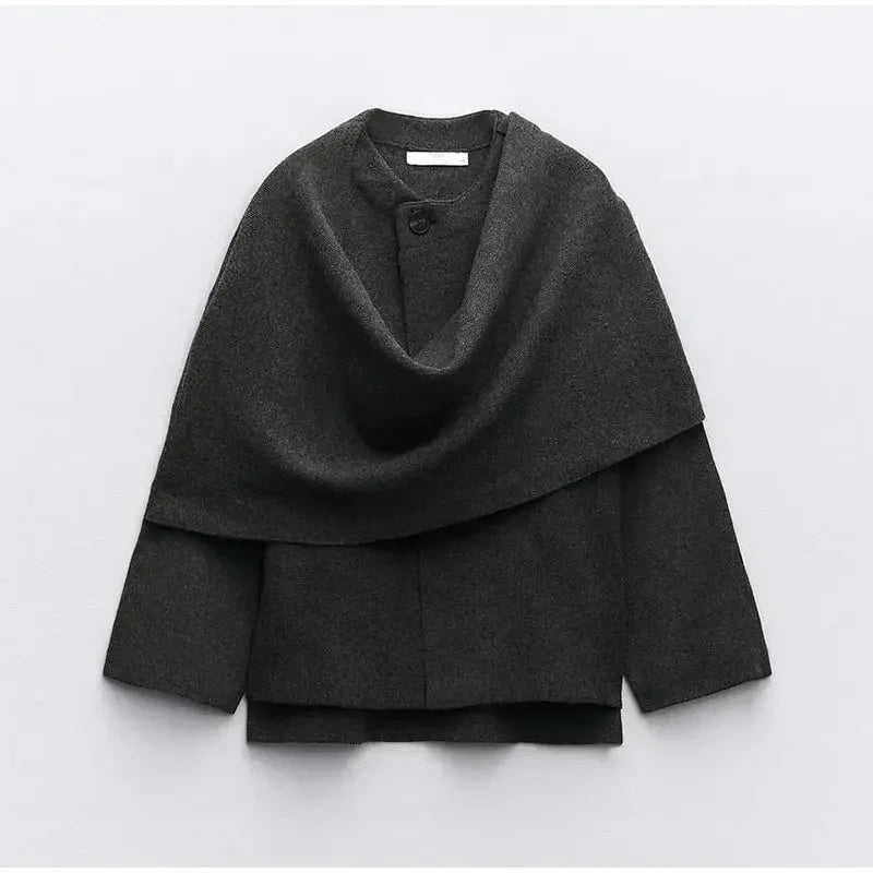 Rosa | Chaquetón de punto con bufanda integrada