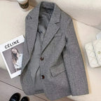 Amaia | Blazer gris de espiga con forro