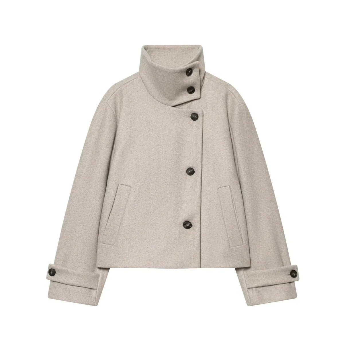 Nerea | Chaquetón de cuello alto con botones asimétricos