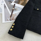 Vanesa | Chaqueta tweed negra con bolsillos