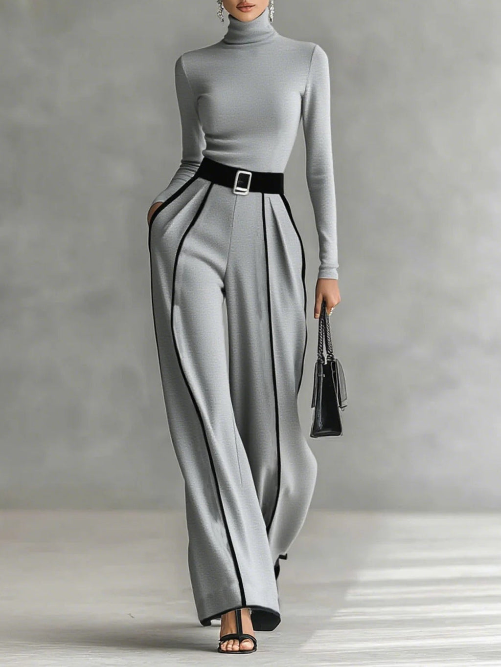 Ariana | Conjunto de cuello alto y pantalón con ribetes