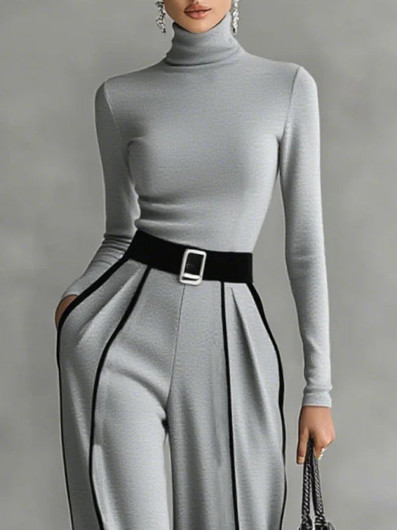 Ariana | Conjunto de cuello alto y pantalón con ribetes