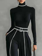 Ariana | Conjunto de cuello alto y pantalón con ribetes