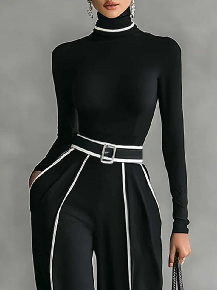 Ariana | Conjunto de cuello alto y pantalón con ribetes