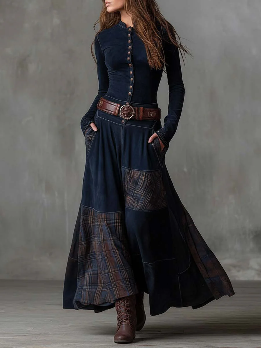 Livia | Vestido maxi de antelina con cinturón