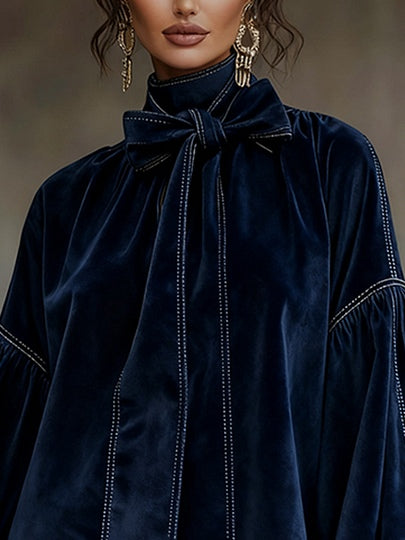 Agata | Vestido de terciopelo con lazo