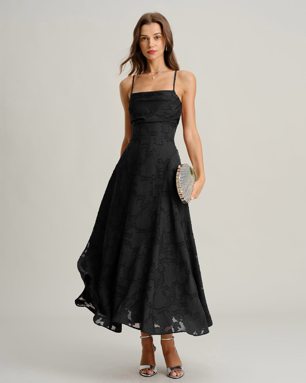 Ambra | Vestido lencero largo de jacquard