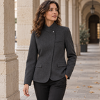 Blanca | Blazer asimétrico gris entallado