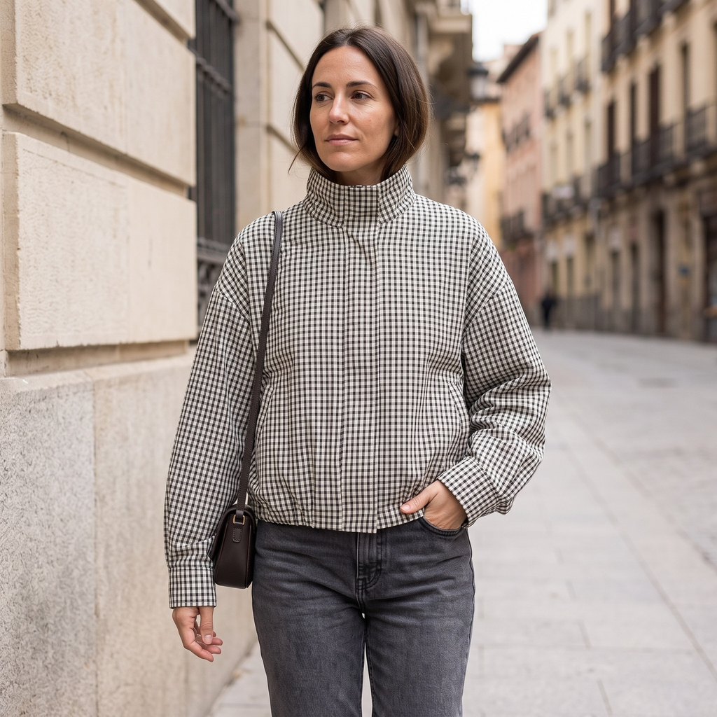 Belén | Bomber crop de cuadros vichy