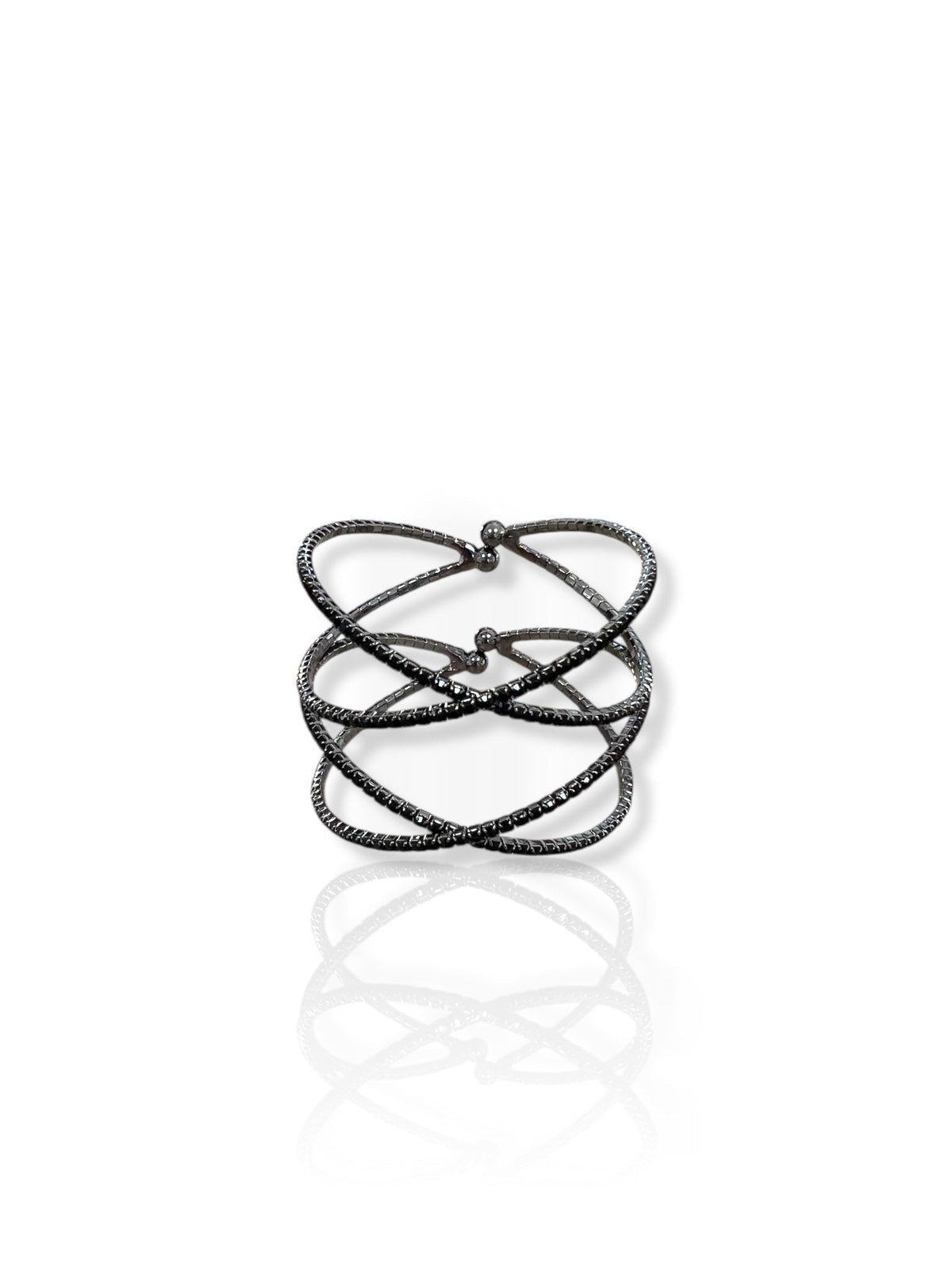 Ónix | Brazalete cruzado con brillos negro