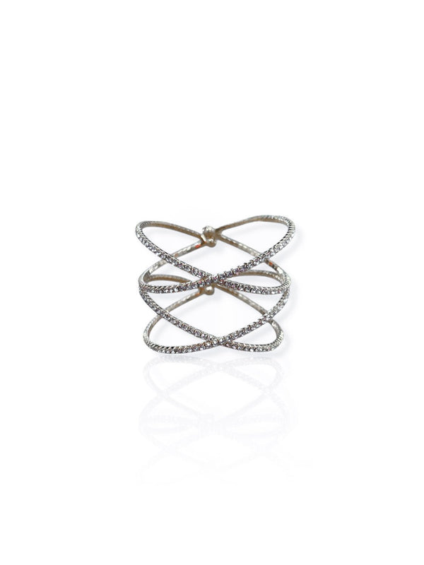 Zafiro | Brazalete cruzado con brillos plateado