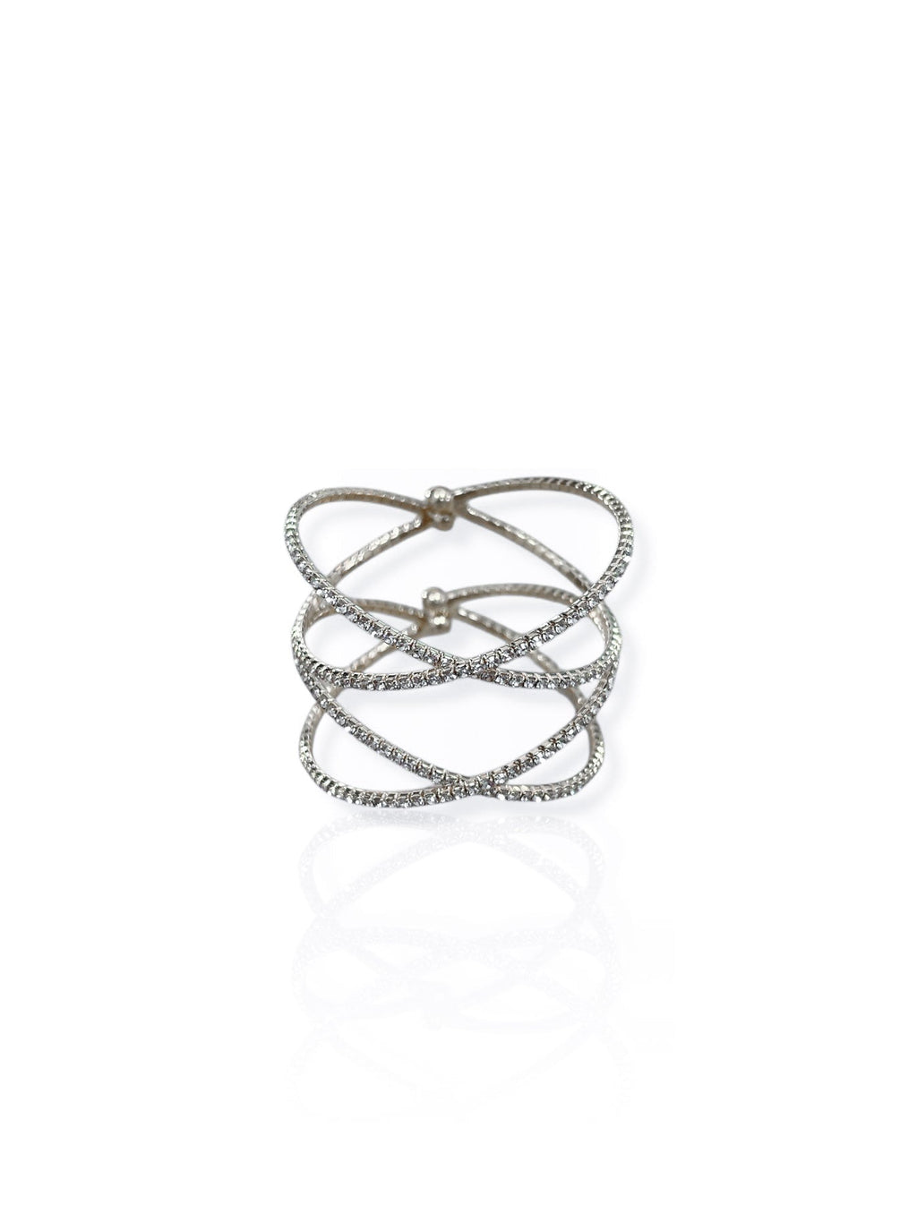 Zafiro | Brazalete cruzado con brillos plateado