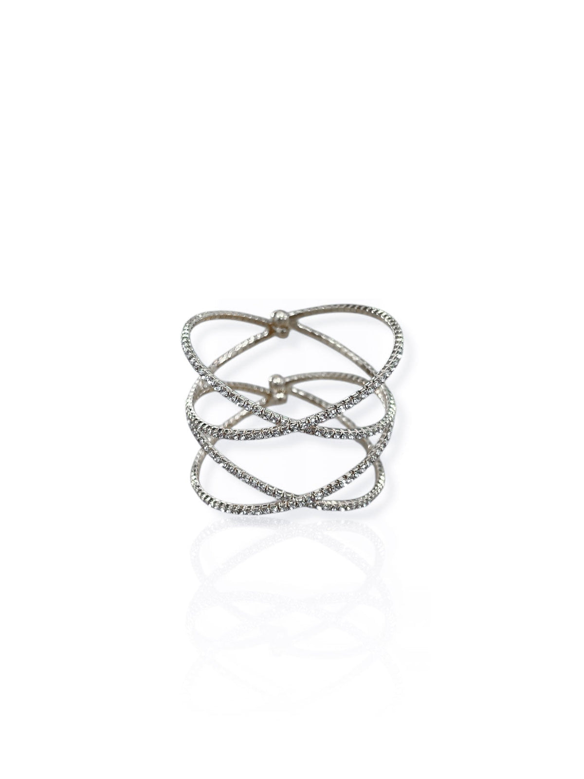 Zafiro | Brazalete cruzado con brillos plateado
