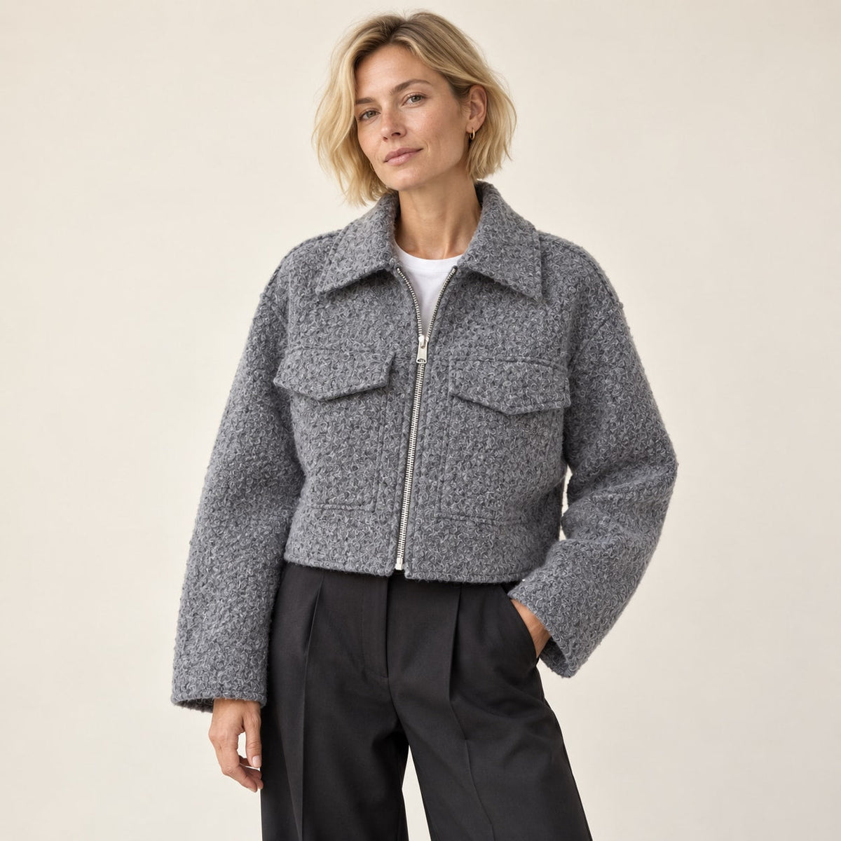 Araceli | Chaqueta bouclé con cremallera