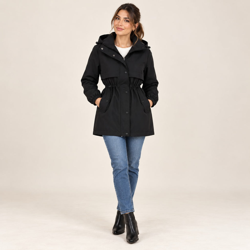 Abril | Parka con capucha y cintura ajustable