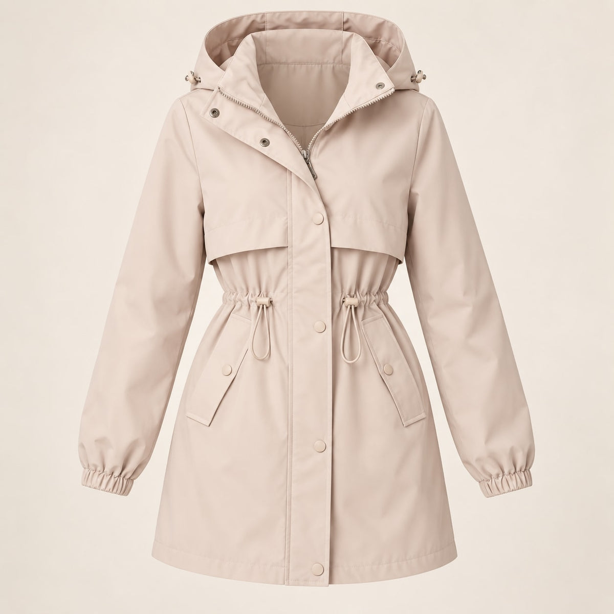 Abril | Parka con capucha y cintura ajustable