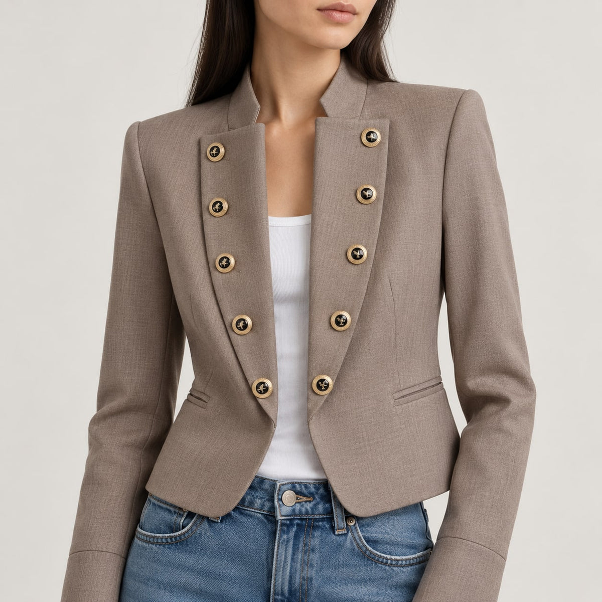 Encarna | Blazer militar con botones dorados