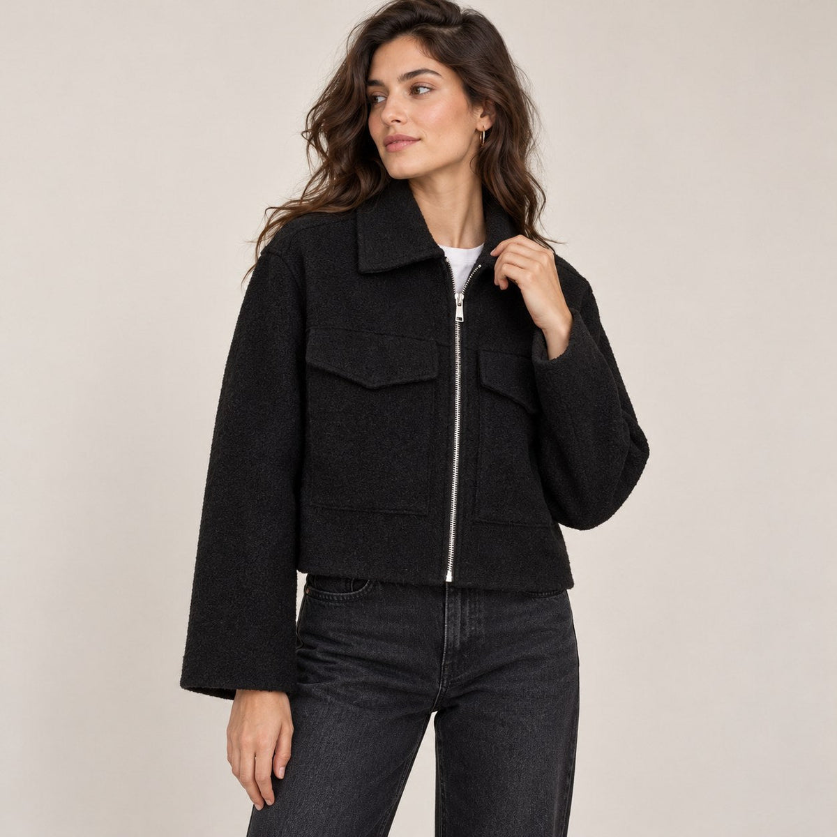 Araceli | Chaqueta bouclé con cremallera