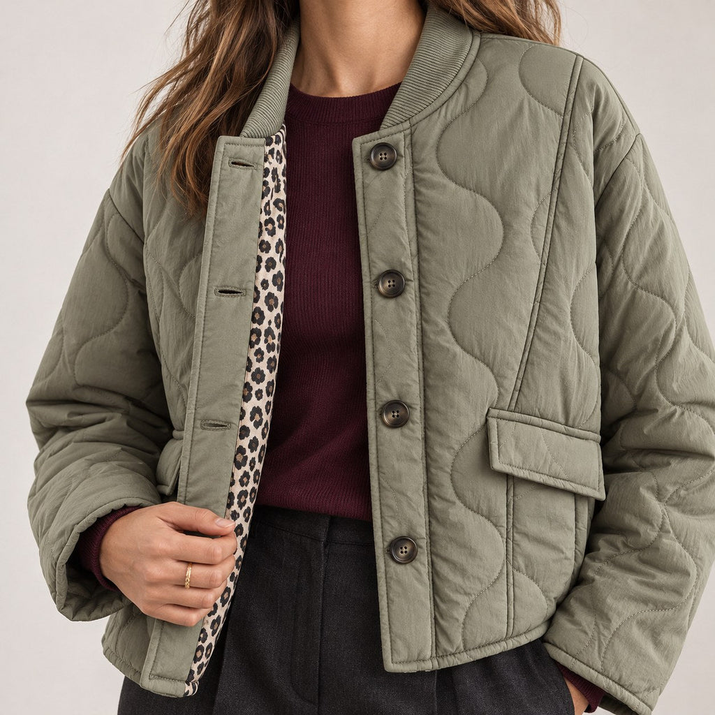 Maite | Chaqueta guateada con forro de leopardo
