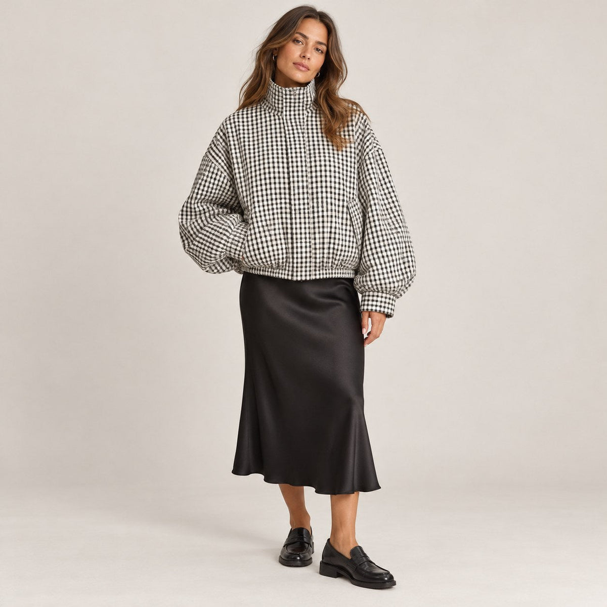 Belén | Bomber crop de cuadros vichy
