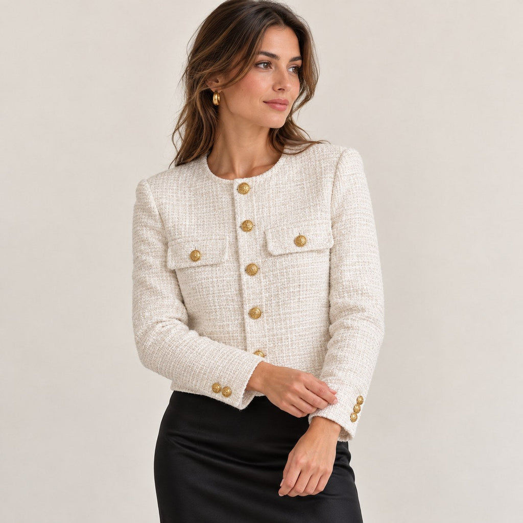 Soledad | Chaqueta tweed con botones dorados