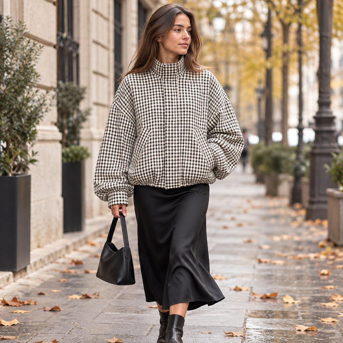 Belén | Bomber crop de cuadros vichy