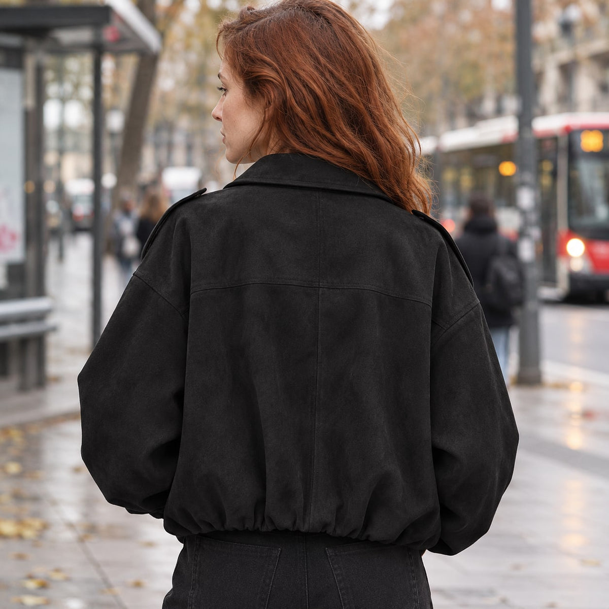 Agustina | Bomber de antelina oversize con solapa